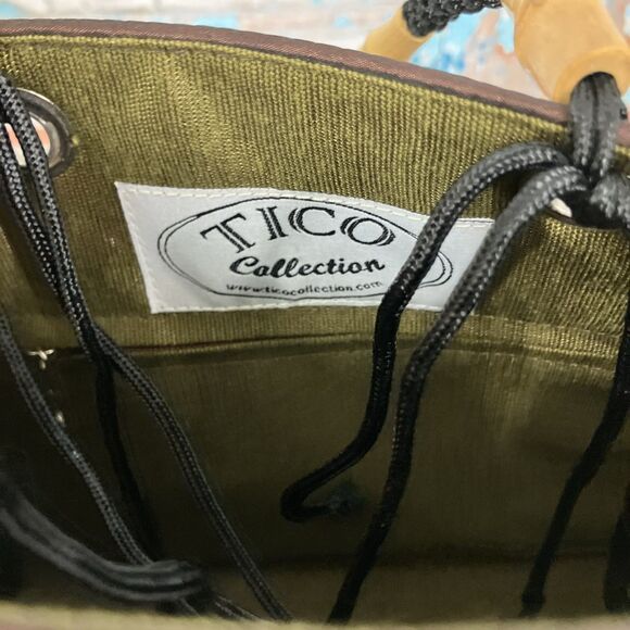 Tico Collection Weave Top Handle Bag Bamboo Bead Handle Adjustable - Picture 4 of 5